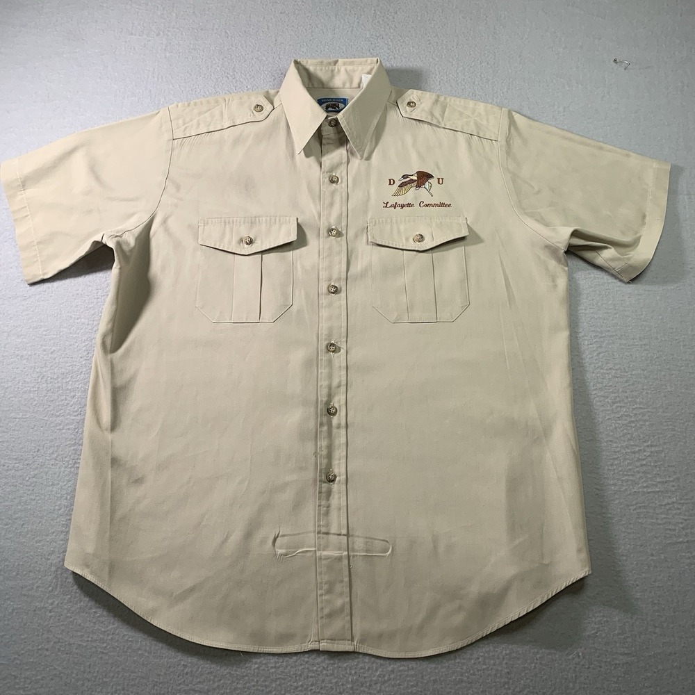 Vintage Bear Back Button Up Shirt Men's Size XL USA Made Hunting Fishing Shirt
